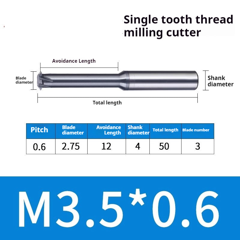 2034-65° three-tooth thread milling cutter, tungsten steel alloy end mill, tooth milling cutter, three-edged coating, M2M3M4M6 CNC cutter Shandong Denso Pricision Tools Co.,Ltd.